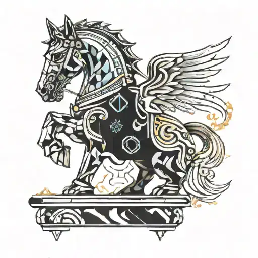 marble knight chess piece tattoo design idea