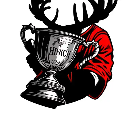 Hirsch who holds the DFB Cup in hand, red collar with inscription 0711 tattoo design idea