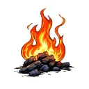 A tiny, stylized flame - not flickering upward like typical flames. Instead: a low-burning coal or ember - like a small tattoo design idea