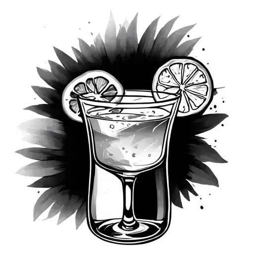 Cocktail Glass Line Drawing tattoo design idea