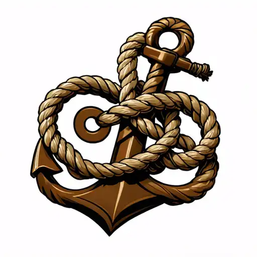 military anchor with rope tied in an infinity knot and number 68 incorporated tattoo design idea