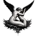 two fallen angels tattoo design idea