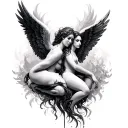 two fallen angels tattoo design idea
