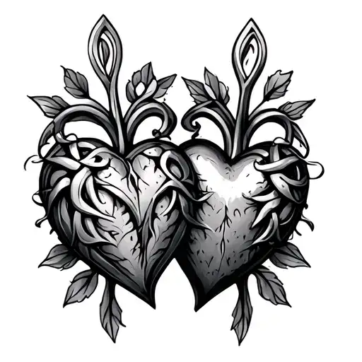 Two celtic hearts tattoo design idea