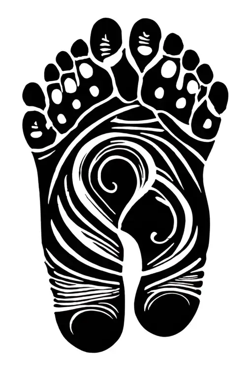 Baby Footprints form intertwined with dopamine tattoo design idea