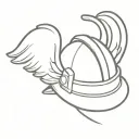 Angel wings forming the shape of a fire helmet tattoo design idea