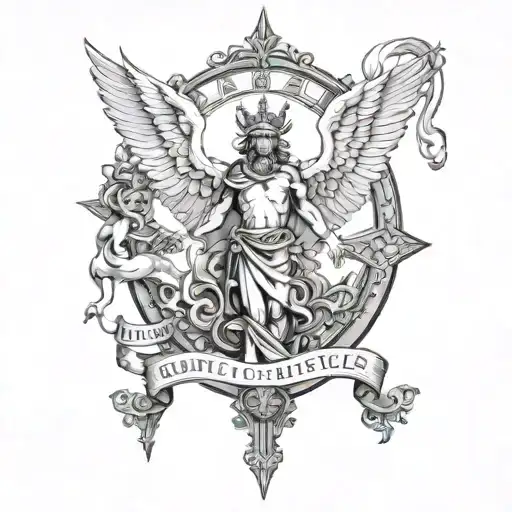 Heaven favor rests upon those who act with justice and wisdom, betray these virtues and even the strongest shall fall tattoo design idea