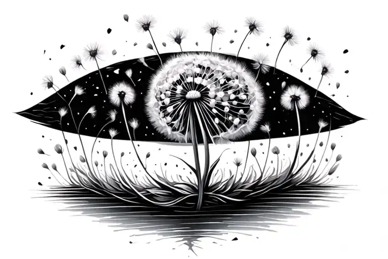 dandelion blowing tattoo design idea