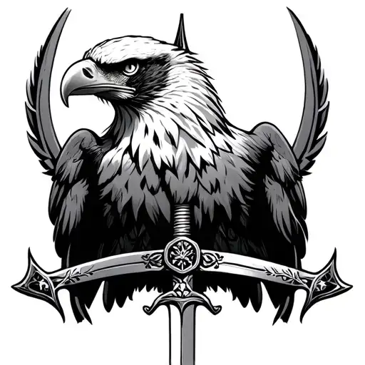 Eagle And Sword tattoo design idea