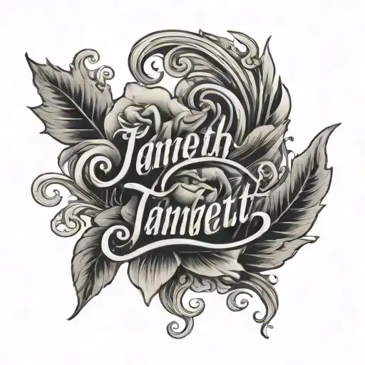 Cursive "Janeth" with shading more line work tattoo design idea