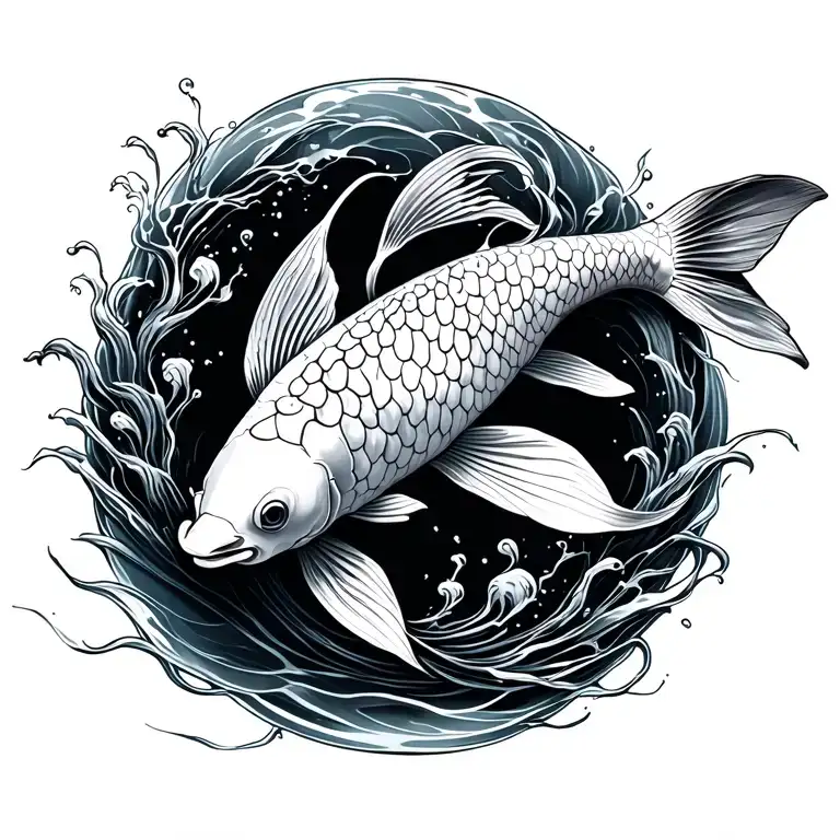 koi fish swimming tattoo design idea