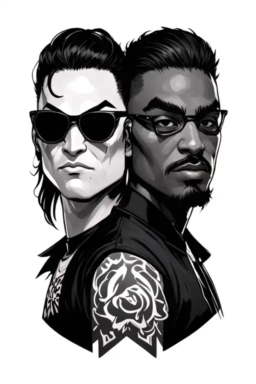 matching Gojo and Geto best friend duo tattoo design idea