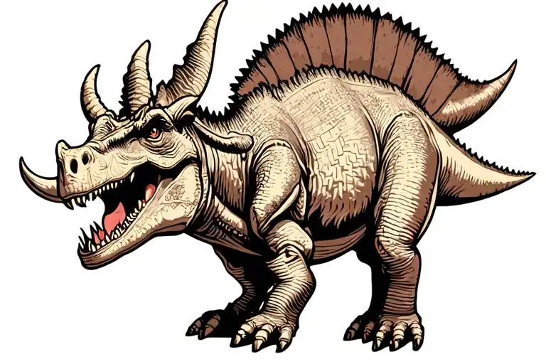 roaring triceratops tattoo design idea