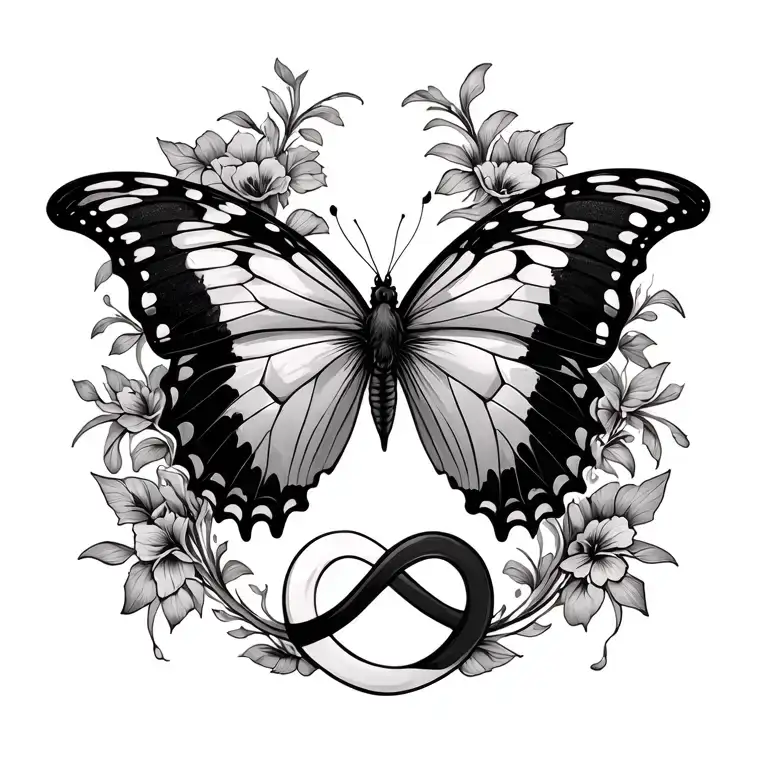 butterfly and infinity sign incorporated tattoo design idea