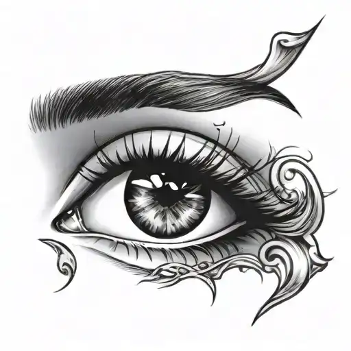 arched eyebrow above eye with a heart in the eyebrow tattoo design idea