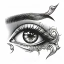 arched eyebrow above eye with a heart in the eyebrow tattoo design idea