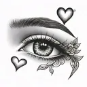 arched eyebrow above eye with a heart in the eyebrow tattoo design idea