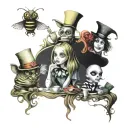 characters from the Alice in Wonderland tattoo design idea