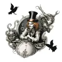 characters from the Alice in Wonderland tattoo design idea