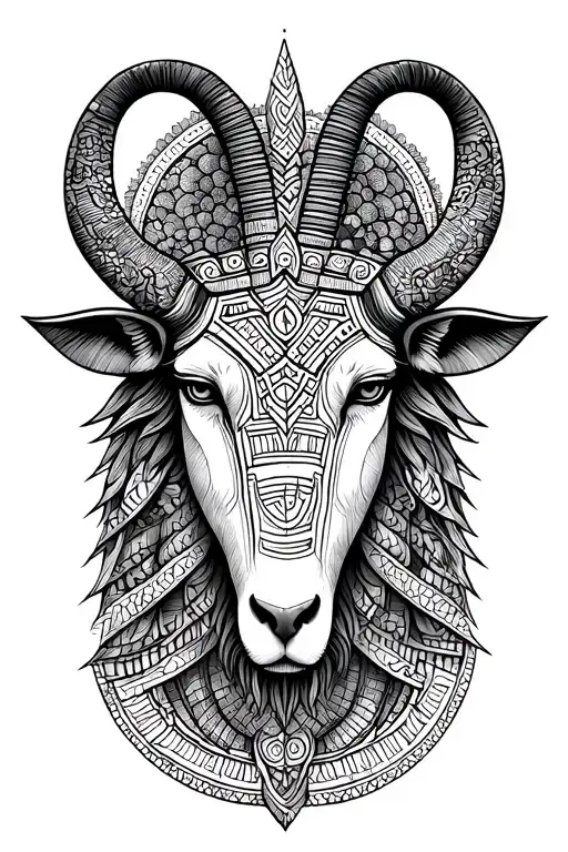 Aztec Capricorn symbol tattoo design idea