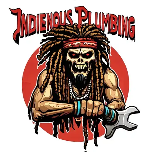 "Indigenous Plumbing " "Indigenous Plumbing " gangsta dread locks Native American holding wrench tattoo design idea