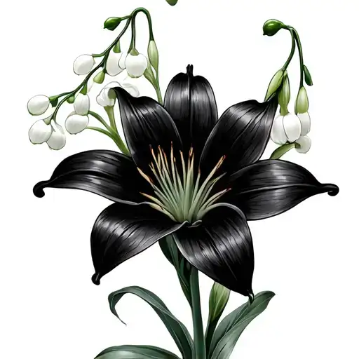 spider lily and lilly of the valley flowers tattoo design idea
