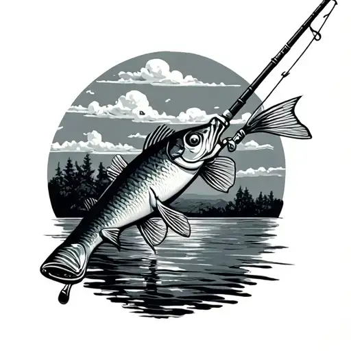 fishing pole tattoo design idea