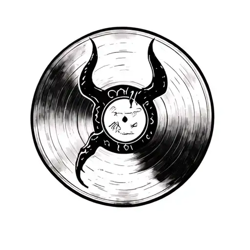 satanic vinyl record tattoo design idea