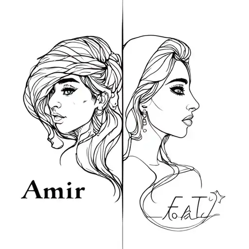 A combination of the names Amir and Fati together tattoo design idea
