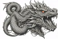 long dragon breathing fire out his mouth tattoo design idea