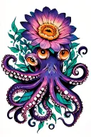 Octopus hugging flower mandala tattoo design idea