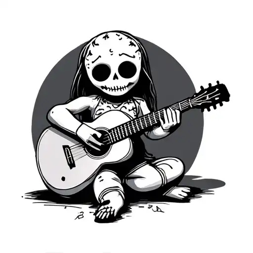 Voodoo Doll playing guitar tattoo design idea