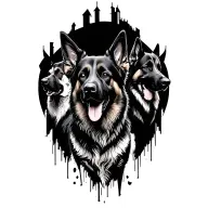 german shepherds dogs standing guard tattoo design idea