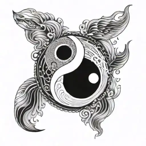 yin yang gemini sign tattoo design idea