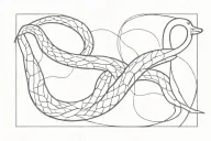 snake and body contour lines tattoo design idea