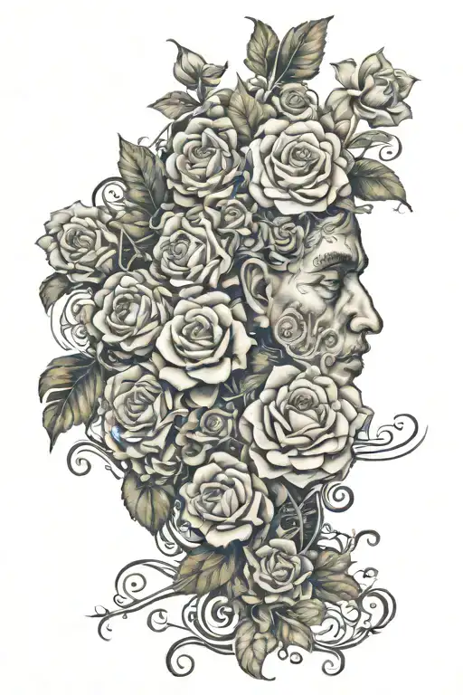 photorrealistic images from the argentinian fathers, including the words Paula, Flor, Martu, Fede and Tango entangled in tattoo design idea