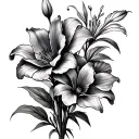 lillies, poppies, azaleas growing together tattoo design idea