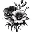 lillies, poppies, azaleas growing together tattoo design idea
