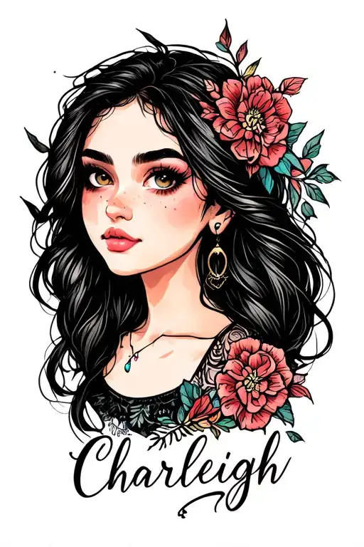 Make a tattoo design with the name "Charleigh." She's my youngest daughter and is very independent, structured, organize tattoo design idea