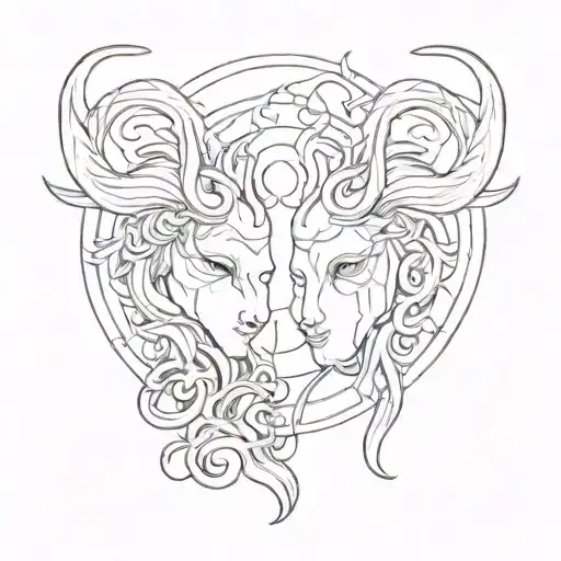 taurus and virgo zodiac signs intertwined tattoo design idea