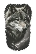 wolf space tattoo design idea