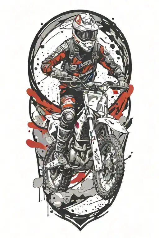 Motocross rider with gun pointing his temple tattoo design idea