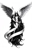full sleeve angel and devil tattoo design idea