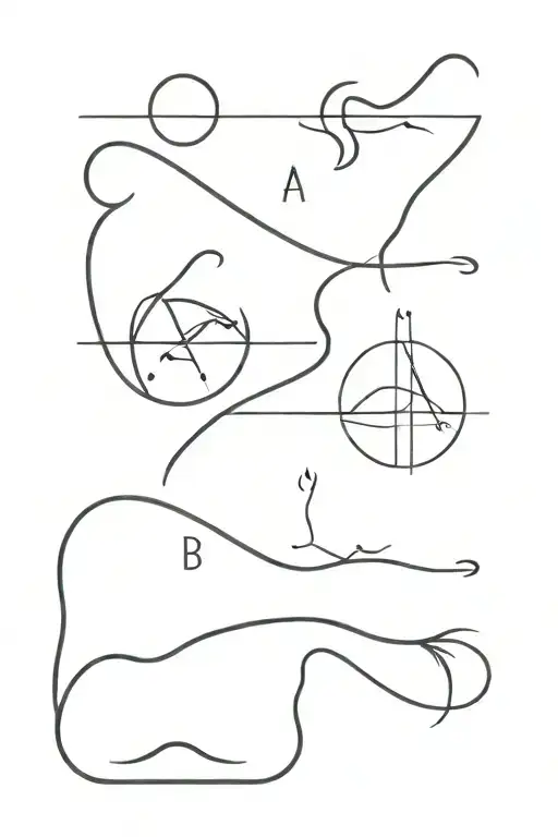 a straight line tattoo for the length of the spine, containing the zodiac signs Aquarius, Taurus, Gemini and Pisces, in  tattoo design idea