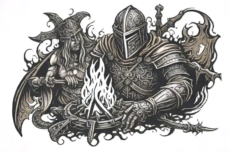 Dark souls bonfire tattoo design idea
