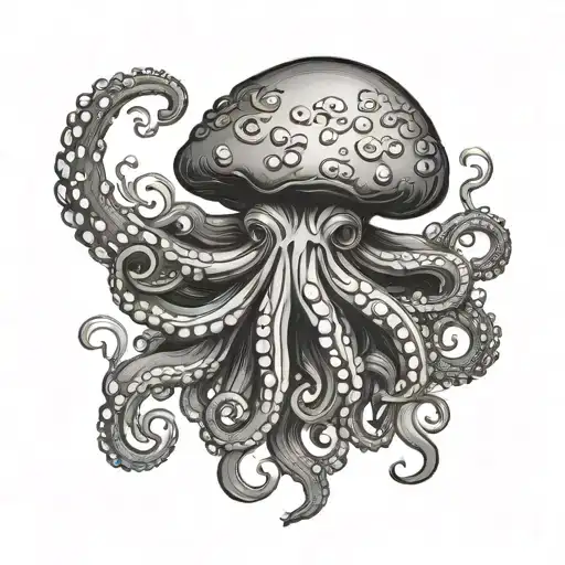 Mushroom Octopus tattoo design idea