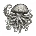 Mushroom Octopus tattoo design idea