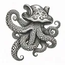 Mushroom Octopus tattoo design idea