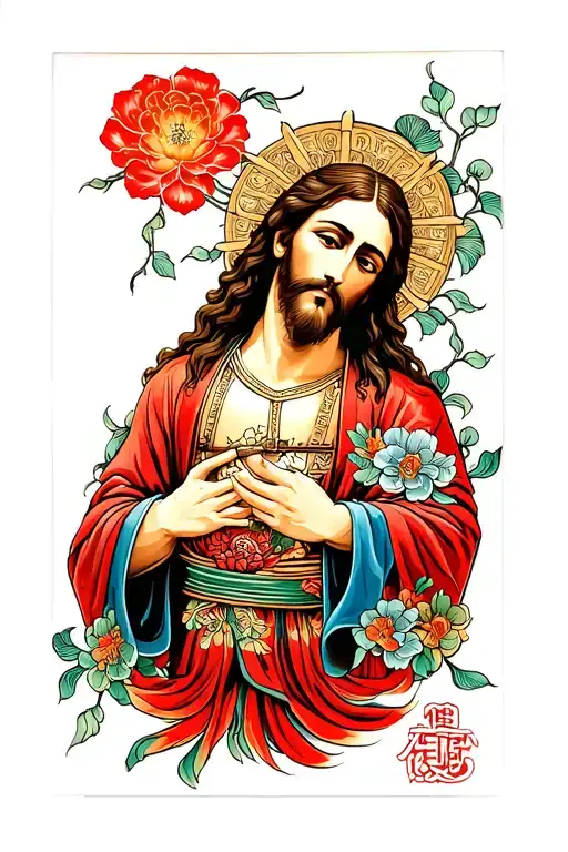 Jesus In Japanese style tattoo tattoo design idea