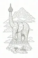 moai head eiffel tower sydney opera house Machu Picchu great wall of china afican elephant tattoo design idea